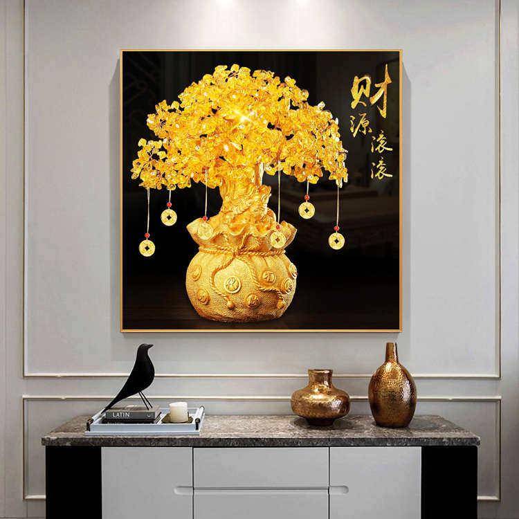 发财树钻石画满钻新款2025摇钱树5d点贴钻十字绣招财进宝客厅餐厅
