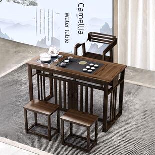 简易茶桌小型阳台喝茶桌椅组合新中式办公室家用小户型功夫茶几烧