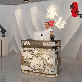公司前台酒店售楼部接待台会所美容院水吧台大理石收银台柜台