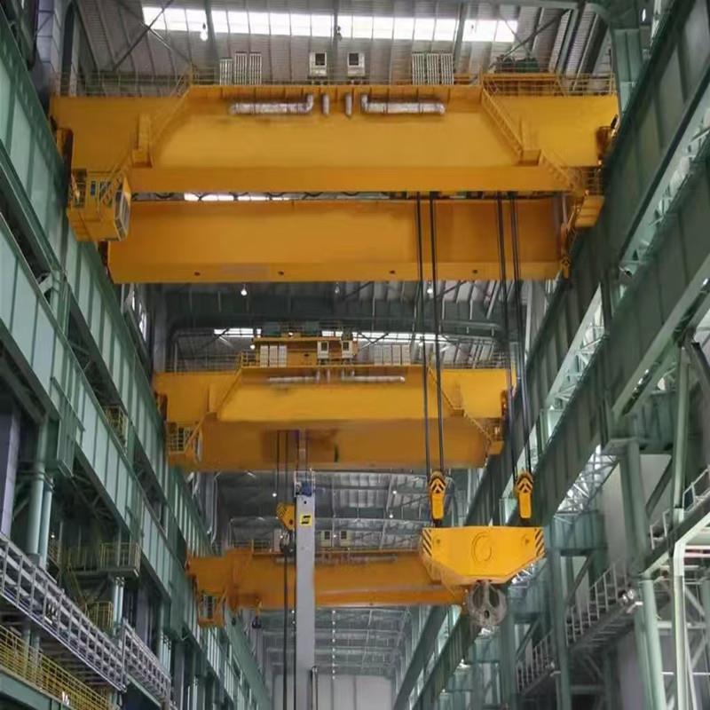 QD50吨1米欧式电动双梁桥式起重机钢厂铸造400吨冶金行车遥控