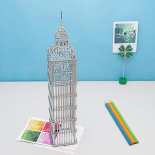 办公室桌面不锈钢金属工艺品大笨钟建筑物模型摆件