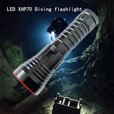 新款LED潜水手电筒p70.2白光磁控开关铝合金充电26650潜水灯黄光