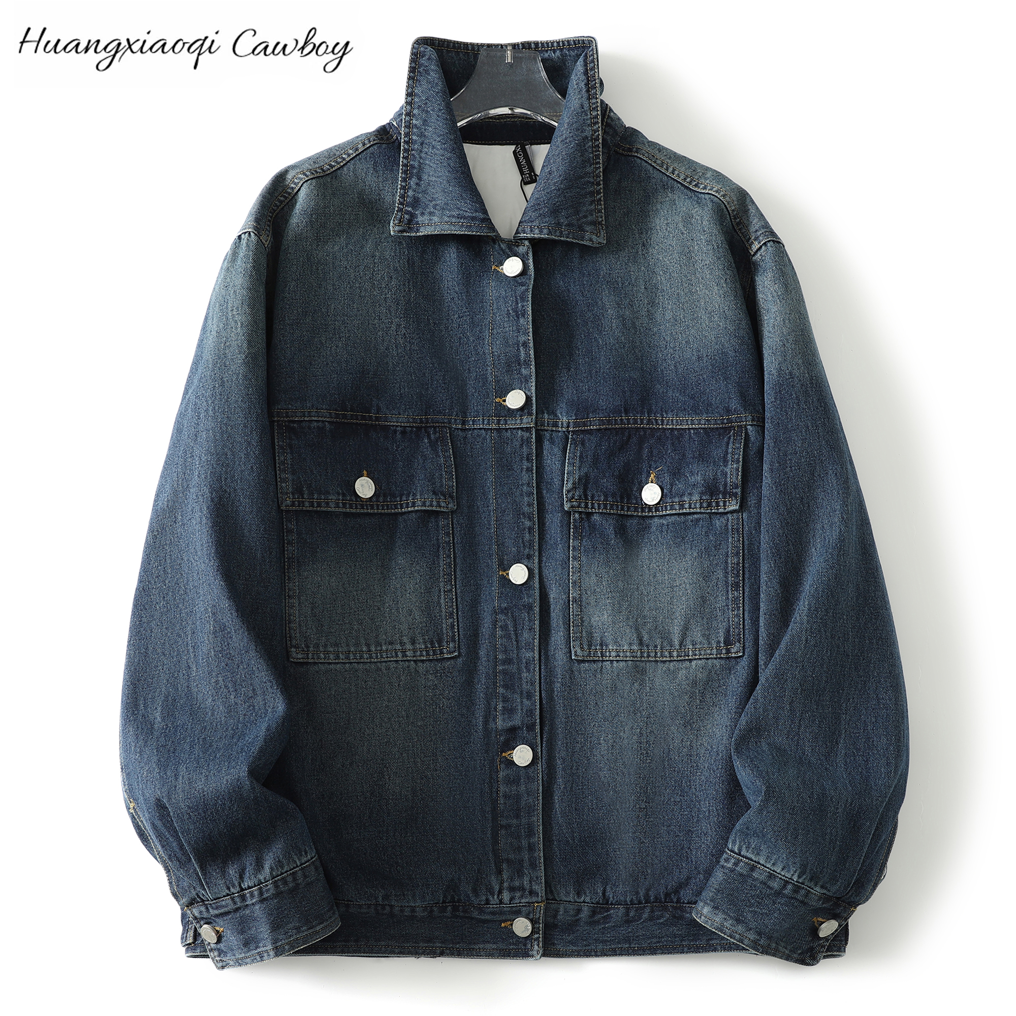 Huangxiaoqi Cowboy新款复古水洗牛仔羽绒服男女同款90白鸭绒休闲