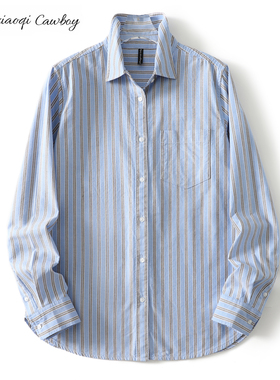 Huangxiaoqi Cowboy新款条纹长袖衬衫女休闲百搭职场衬衣时尚合身