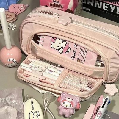 星星多层笔袋女日系高ins双层大容量粉颜值抽绳少女铅笔盒文具袋