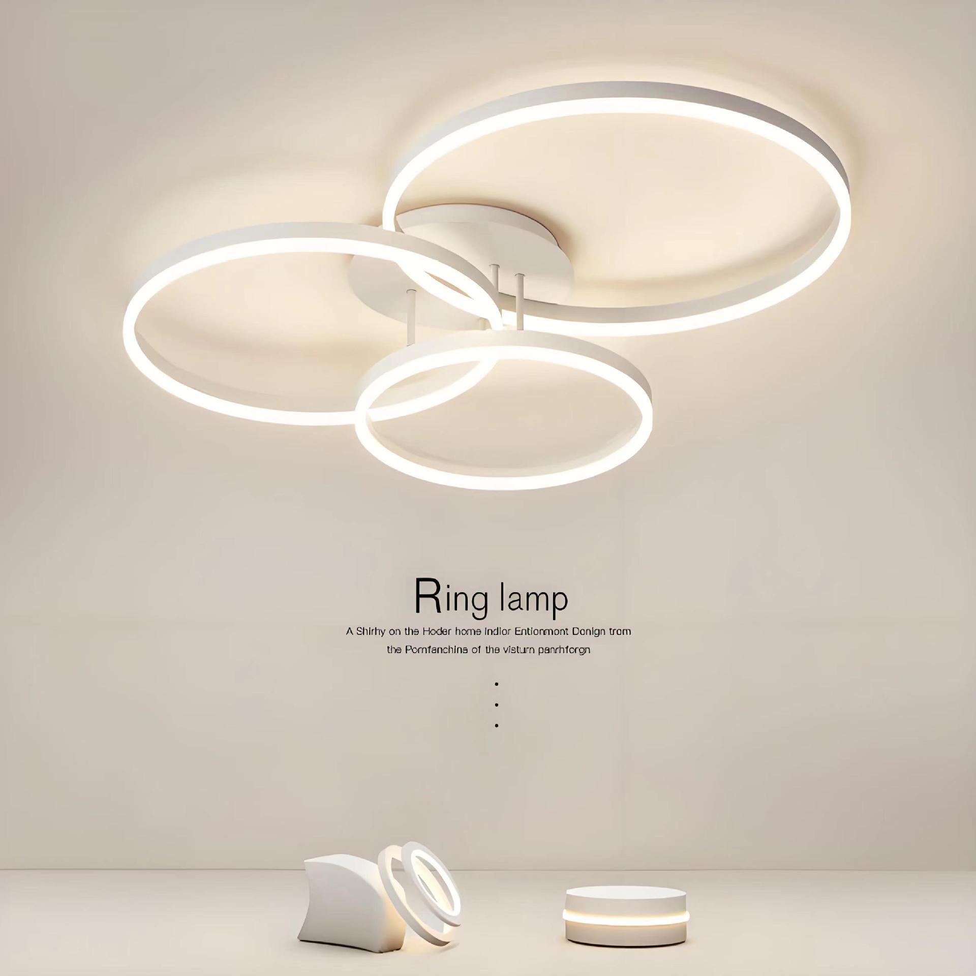 客厅圈圈吸顶灯下发光三圈北欧极简圆形卧室灯现代简约大气大灯主