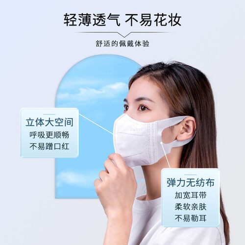 Unifree3D立体口罩30片/盒一次性夏季透气薄款不易勒耳高颜值多色