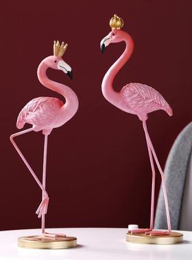 北欧ins火烈鸟摆件树脂工艺品 创意客厅电视柜书架桌面家居装饰品