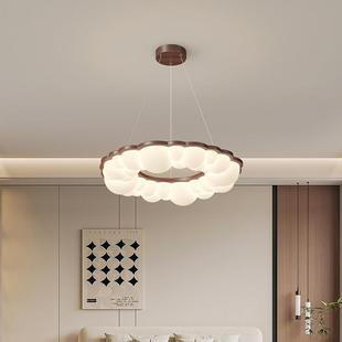 复古木纹卧室吊灯泡泡原木风餐厅酒店吊灯简约现代设计师房间灯具