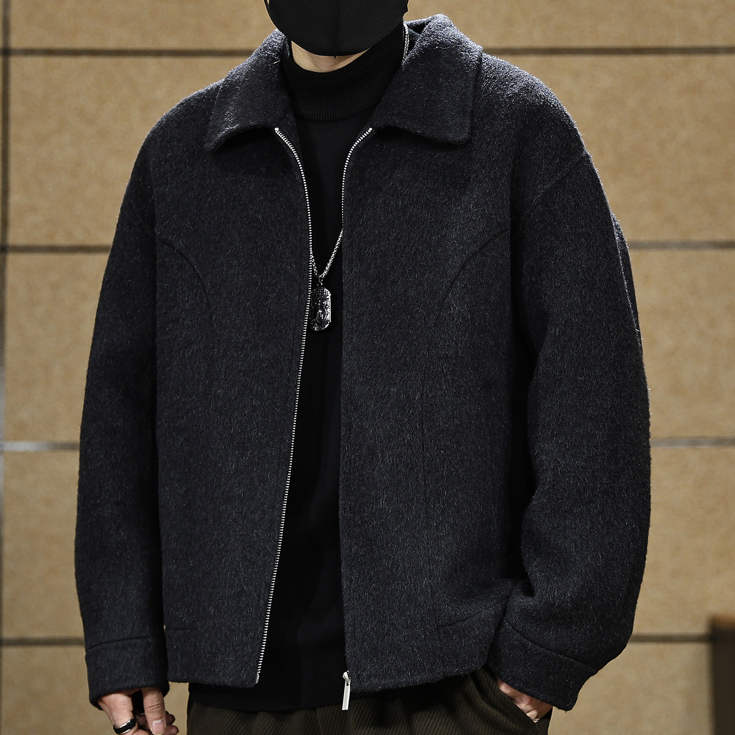 双面羊绒短款毛呢大衣男士冬季新款宽松大码休闲保暖翻领夹克外套,男装,毛呢大衣,淘宝优惠券,粉丝福利购,淘宝优惠卷
