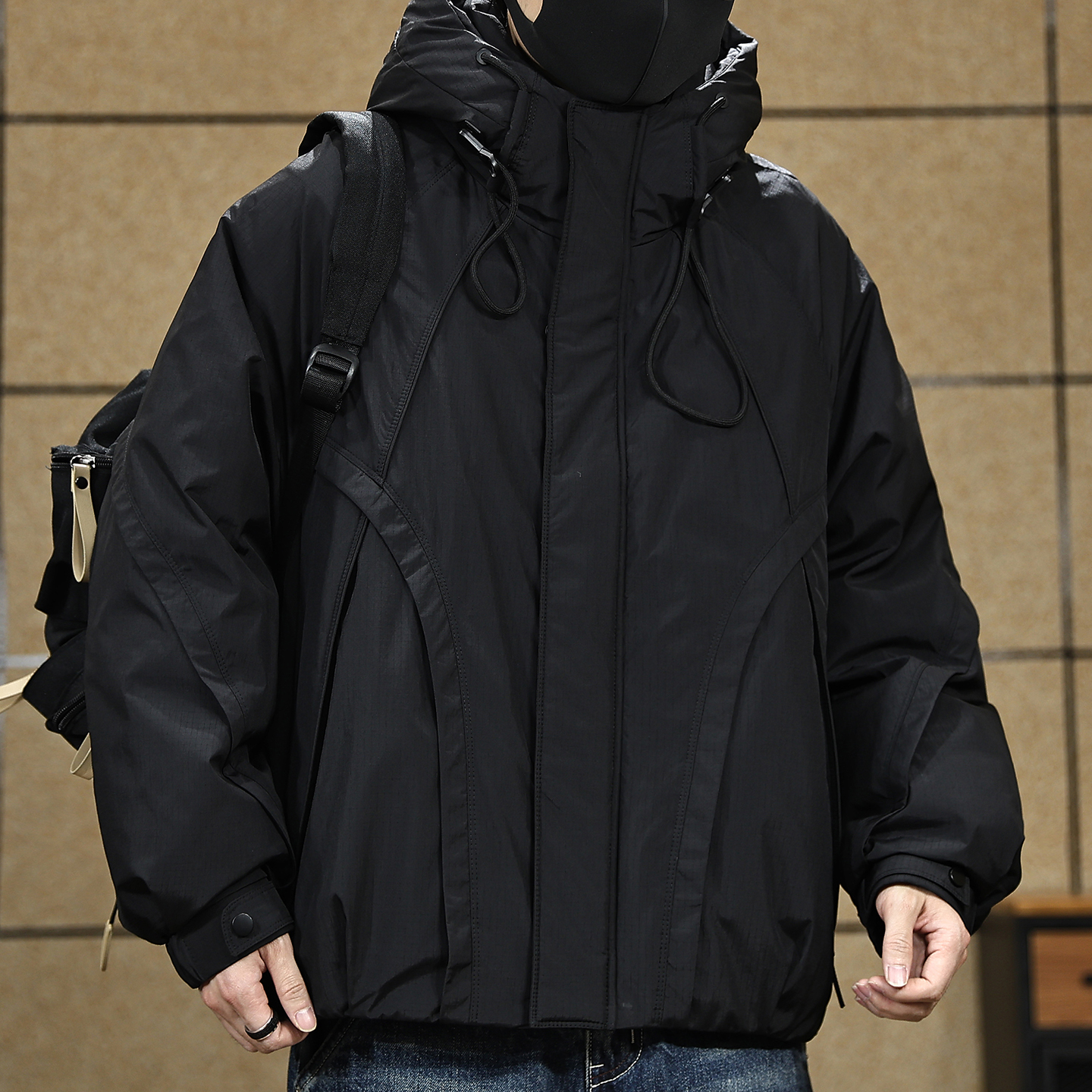 【90白鸭绒工装连帽羽绒服男士】