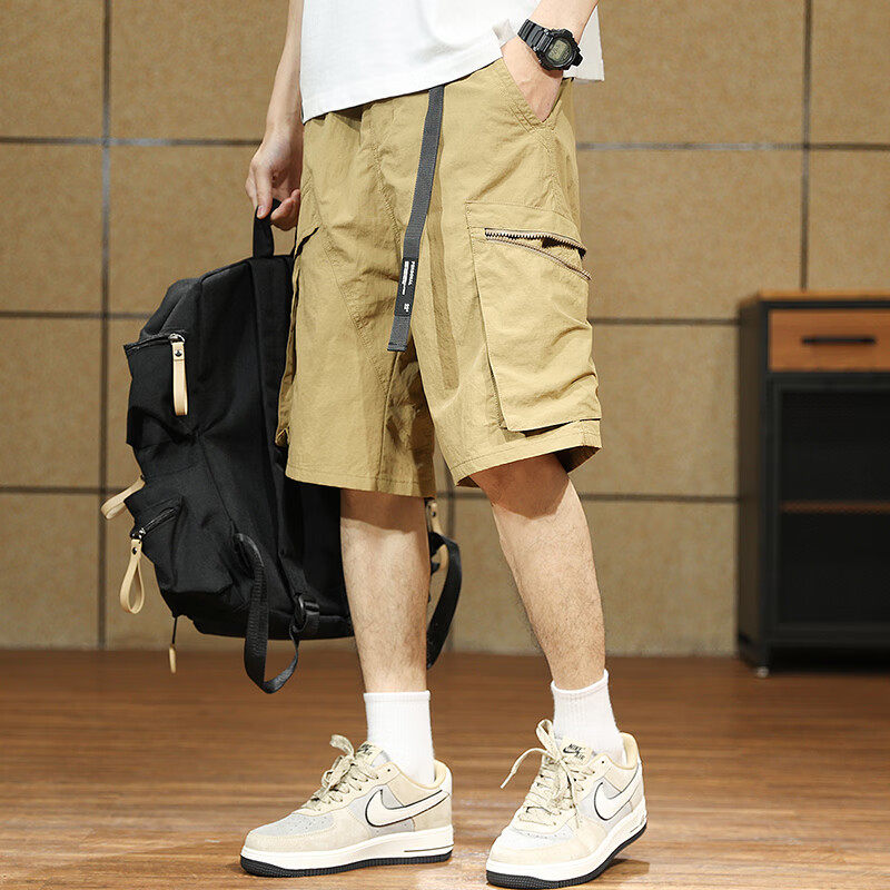 冰丝凉感工装短裤男夏季宽松大码速干休闲五分裤潮流户外运动中裤,男装,短裤,淘宝优惠券,粉丝福利购,淘宝优惠卷