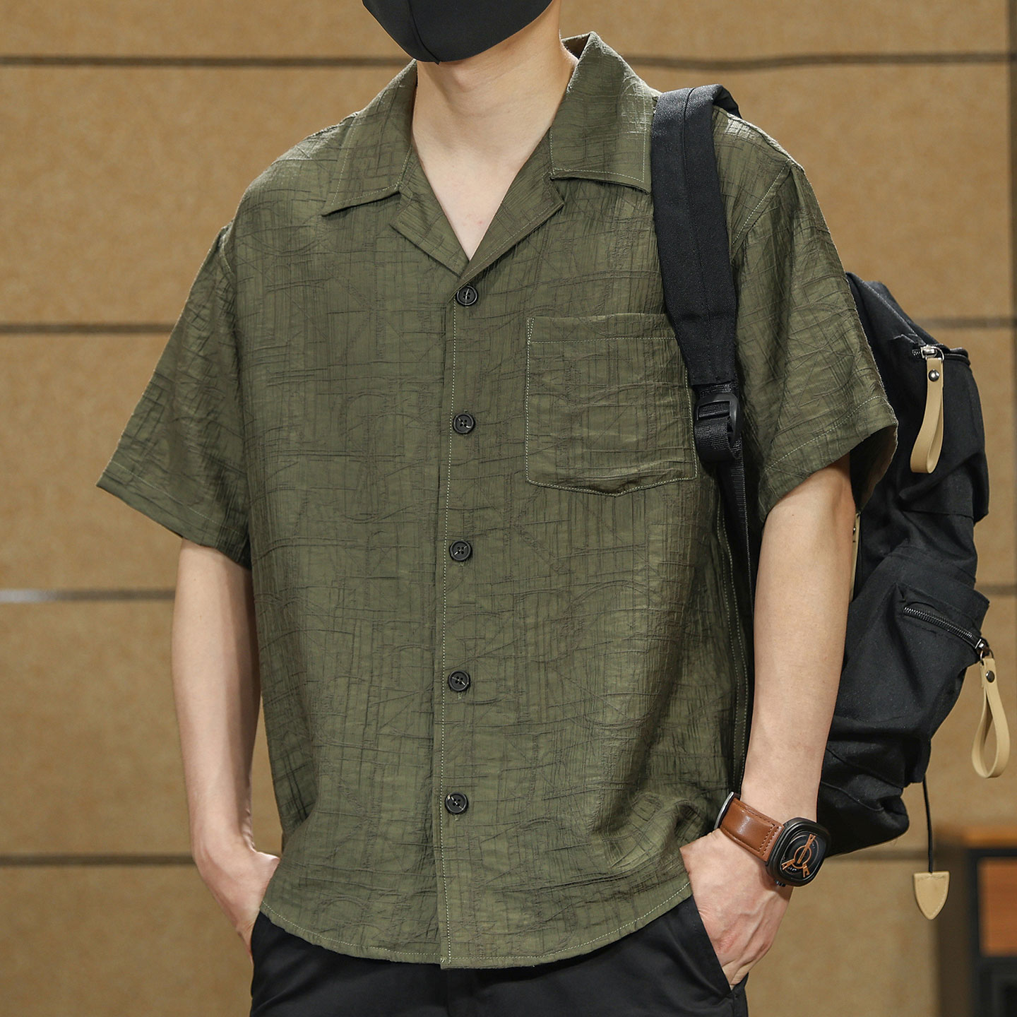 【高端莱赛尔天丝提花衬衫男】