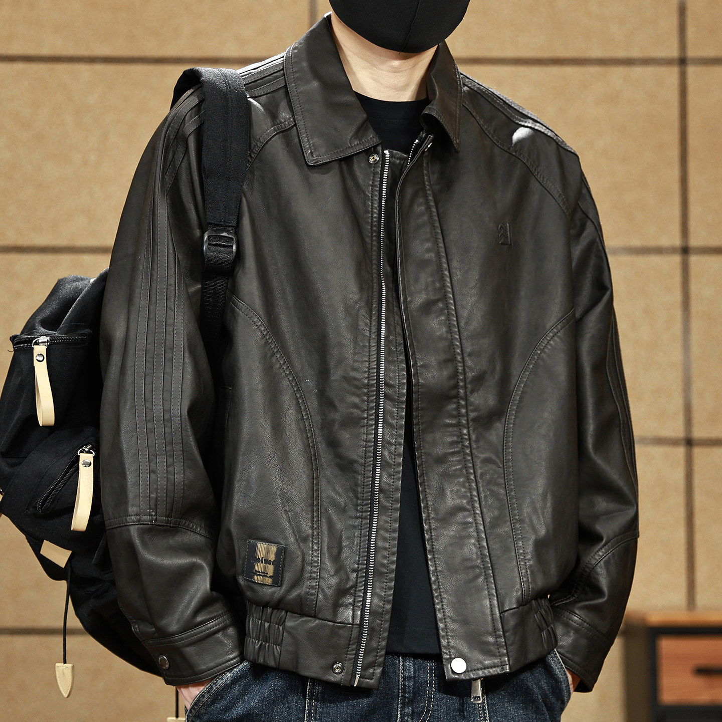 高级感美式复古皮衣外套男春秋2026新款机车男士夹克加绒大码潮牌