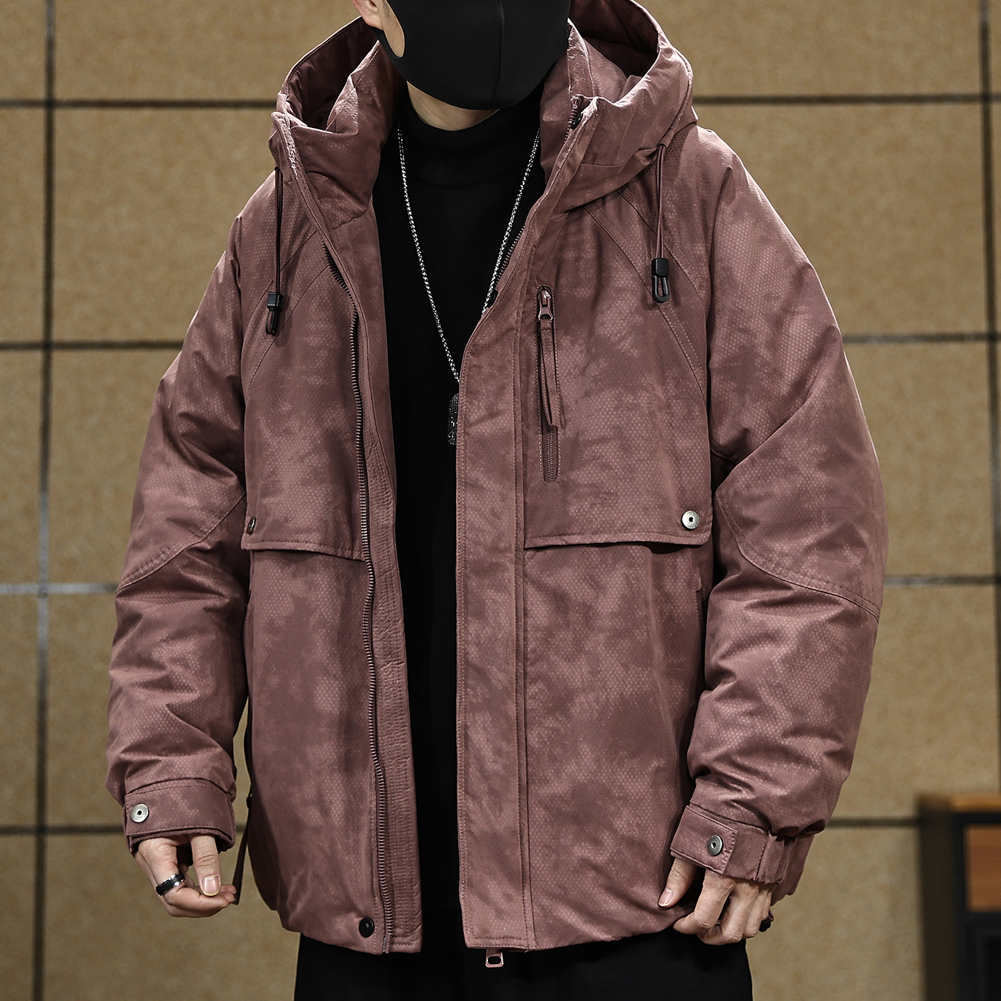 【90鸭绒户外连帽羽绒服男款】