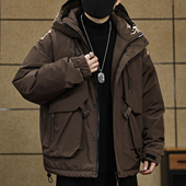 90鸭绒工装 宽松户外加厚保暖羽绒外套 潮牌大码 连帽羽绒服男士 冬季