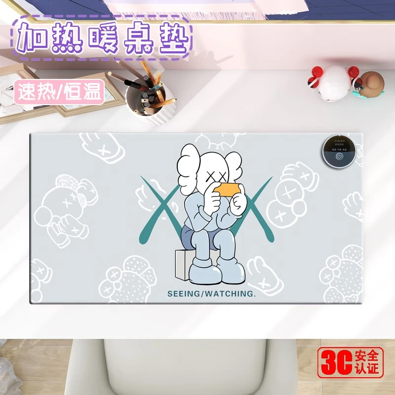 暴力熊加热桌垫电脑桌面发热鼠标垫积木熊暖手宝复古潮牌暖桌垫