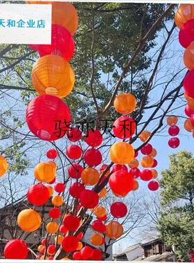 l外防水防晒灯笼串红橙色2025款国庆中秋节古风室V外树上挂饰花灯