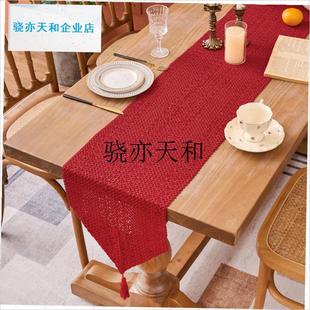 l色桌旗新年喜庆氛围感餐桌布装饰长条复古结婚乔T迁斗柜盖布过年