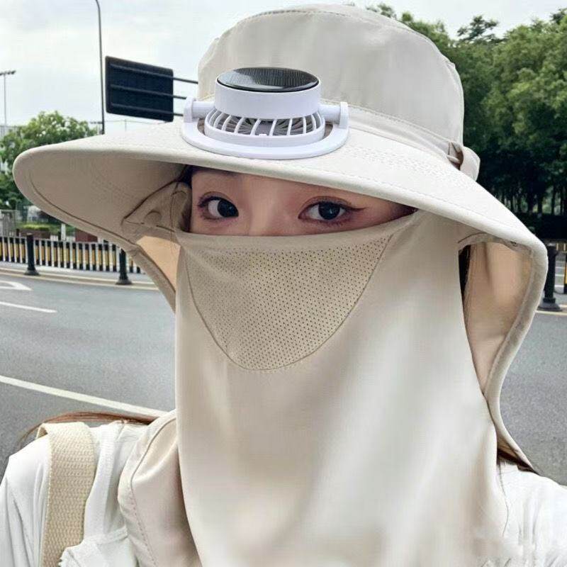 太阳能风扇帽女夏季户外大檐遮脸