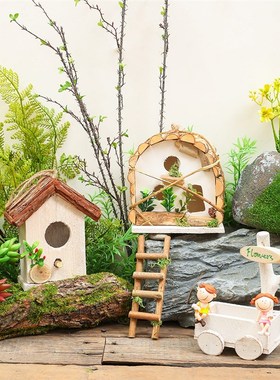 极速幼儿园d森系仿真鸟屋巢小木屋环保花园园艺庭院阳台户外装饰