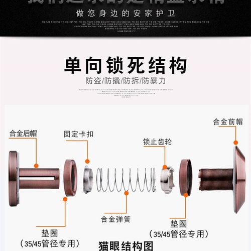 极速德意保家用金j属猫眼门镜防盗防撬防旋开防拆扭防盗门猫眼通