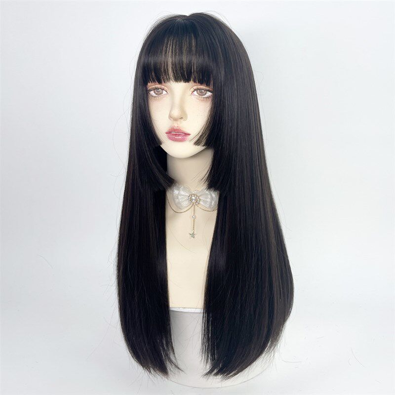 极速水母头假发公主切姬发s女长发黑长直黑色日式女仆全头套lolit