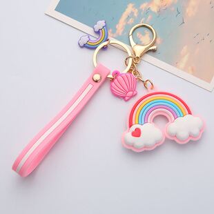 Women For Keyring Keychain Shell RaiQnbow Cute 极速Silicone