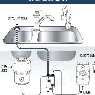 极速家用厨房气动开关按钮 v通用食物垃圾处理机空气开关 处理器