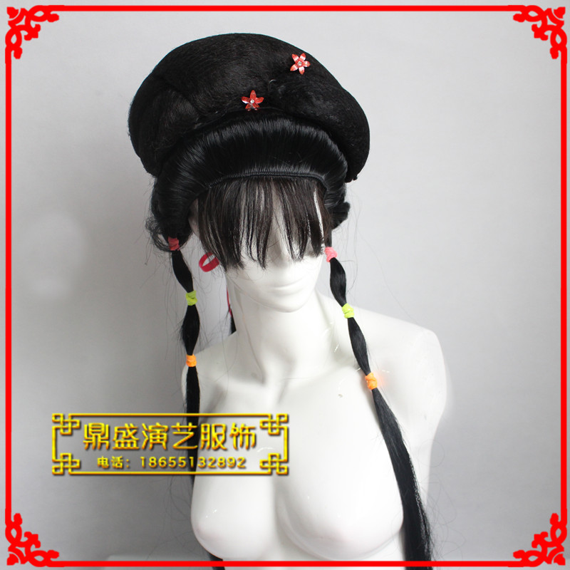 极速特价b戏曲越剧黄梅戏古装花旦小旦头套仿真假发头饰带装饰整