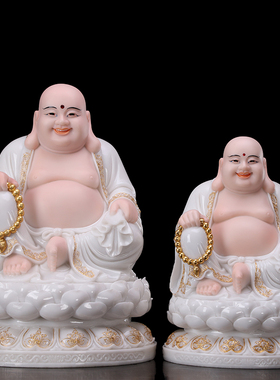 极速汉白玉大肚弥勒佛像 供奉z 家用 布袋和尚弥勒佛菩萨笑佛摆件