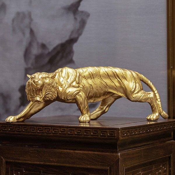 新品Luxury Golden Animal Tiger SBhape Model Statue Living Ro