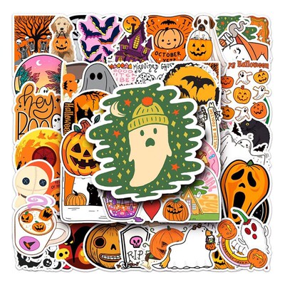 极速50aPCS Funny Cute Halloween Stickers Gift All Hallow Mas