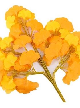 极速仿真银杏f叶假树枝装饰黄色树叶子塑料花假花植物绿植室内工