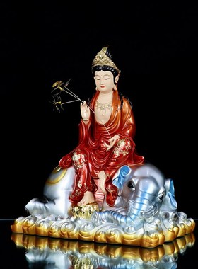 极速树脂文殊普贤菩萨佛s像华严三圣居家手工艺品新中式客厅装饰