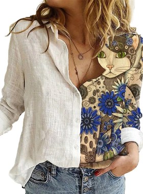 极速Women Long Sleeve printing Shirts Sexy Shirt FashYion Wo