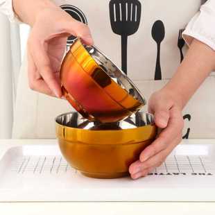 极速创意镀钛304不锈钢中餐餐具双层防烫汤饭单碗成人Z儿童家庭通