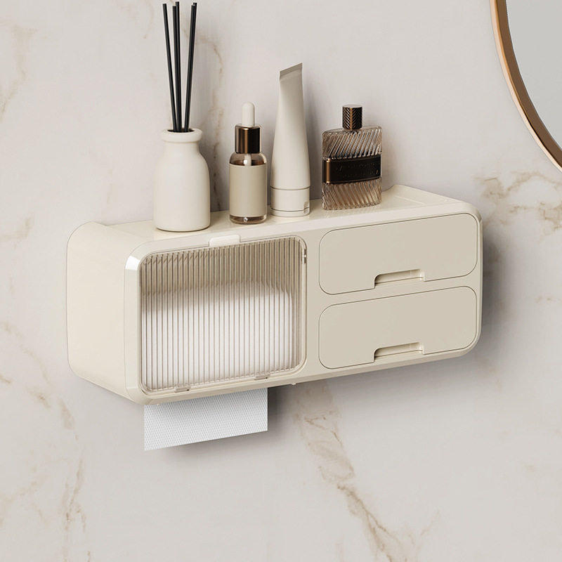 极速卫生巾收纳盒卫m生间纸巾厕所抽纸卫生纸置物架壁挂式厕纸卷