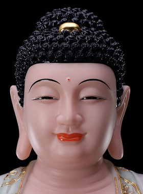 极速汉白玉描金释迦摩尼佛像家用供奉G释迦佛三宝佛释迦牟尼佛像