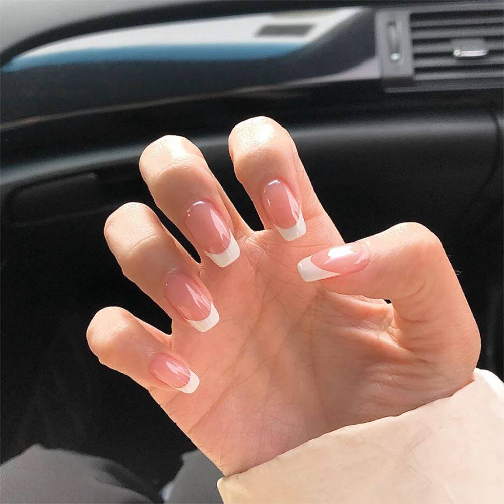 新品24pcs French Nails Forw Women Simple Pink  Style Fake Na