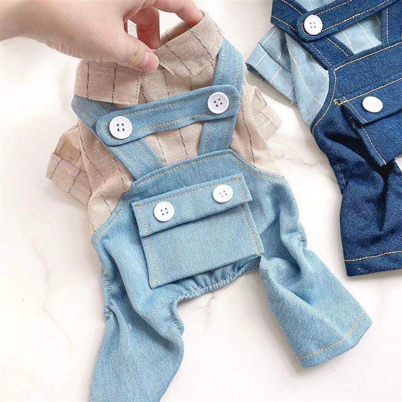 极速小狗春季衣服泰迪比熊小型犬宠物春款L夏天牛仔抱婴袋裤薄款