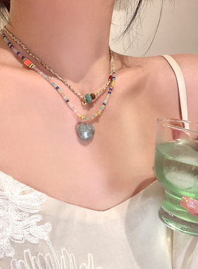 天然石双层项链女2024新款