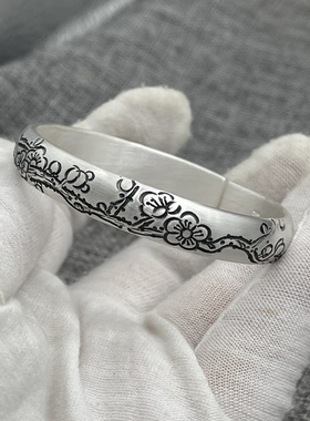 足银999纯手镯梅花定制实