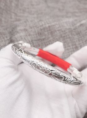 全手工定制999足银镯女子