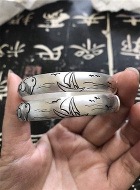 纯银工匠999手镯女定制海