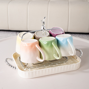 渐变马克杯简约奶油风早餐杯高颜值陶瓷杯套装家用喝水杯情侣杯子