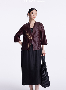 凯喜雅收腰外套红色红云纱优雅气质新中式国风女士SIK2FWJM060