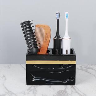 轻奢北欧化妆刷收纳筒美容院眉笔梳妆台收纳盒桌面梳子收纳筒牙具
