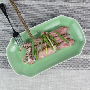 龙泉青瓷餐具12英寸鱼盘蒸菜鱼盘子微波炉10英寸家用陶瓷大号鱼盘
