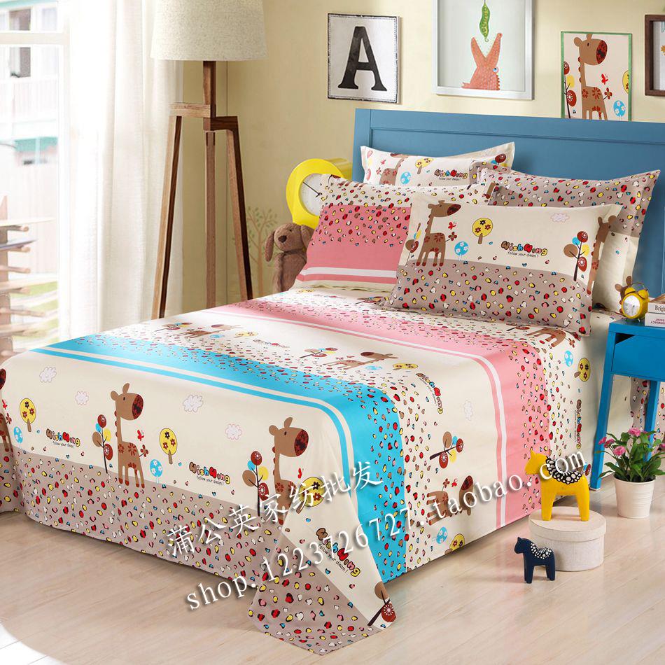 单人宿舍学生床单 单件纯棉斜纹印花床单 全棉双人被单